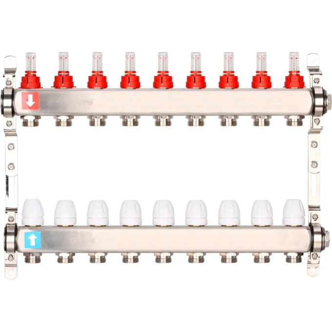 Коллектор регулируемый с расходомерами GAPPO G424,9 9-вых. X1
